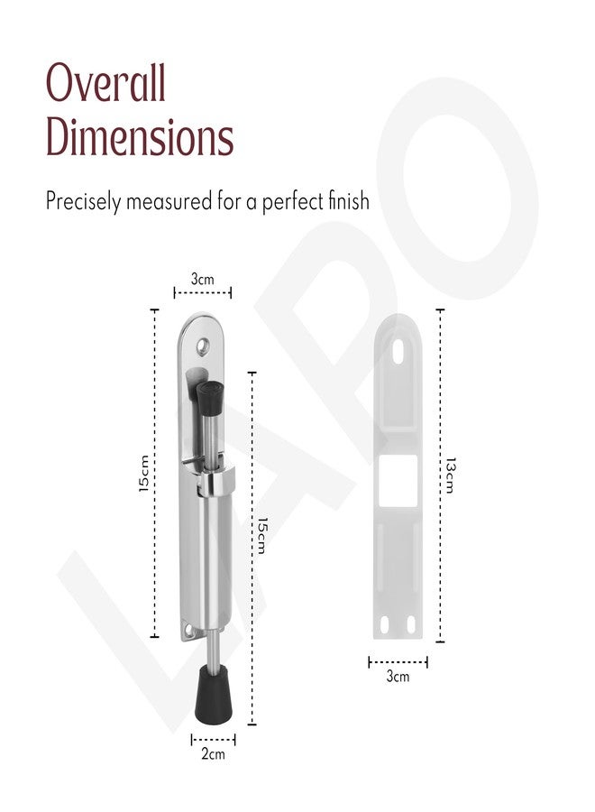 LAPO مانع باب لابو قابل للتمديد مصنوع من الزنك الثقيل للمنزل والمكتب، نظام زنبركي حلزوني مع طرف مطاطي، تركيب سهل، ضمان لمدة 3 سنوات (لمسة نهائية غير لامعة، عبوة من قطعة واحدة) - Image 2